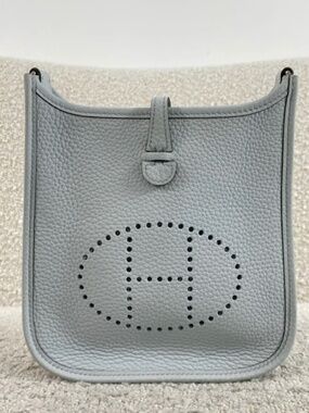 Authentic Pre-Owned Hermès Mini Evelyne TPM 16 m Bleu Pale / Gris
